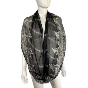 Berytos Sheer Black & Cream Colored Infinity Scarf